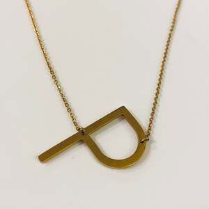 Diagonal P Gold Initial Necklace